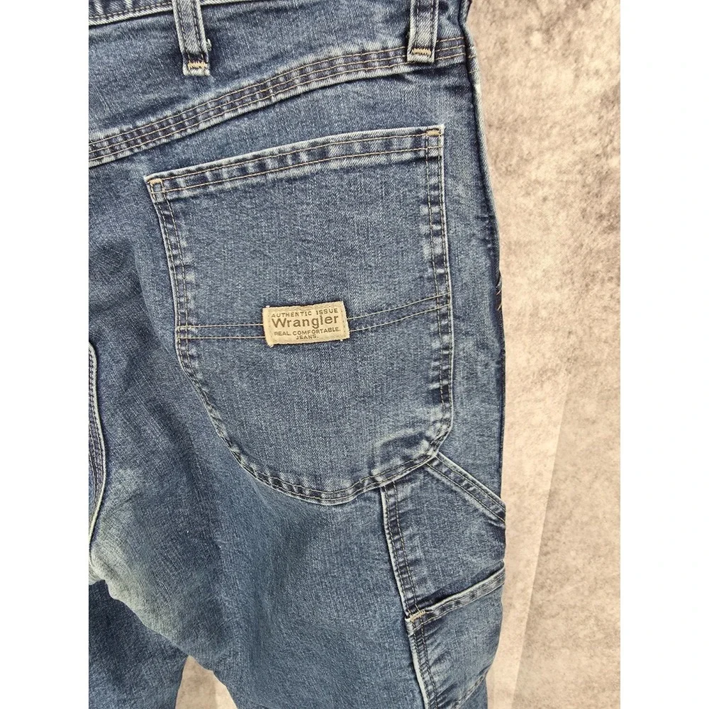 Wrangler Jeans Mens 34 X 32 Blue Carpenter Straight Medium Wash Workwear 94LSWDV